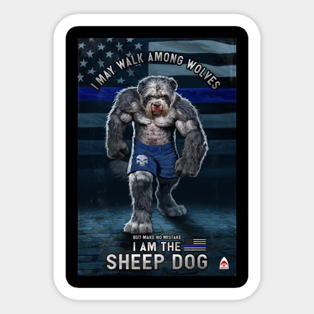 Blue Line Sheep dog Sticker by Ground Shark